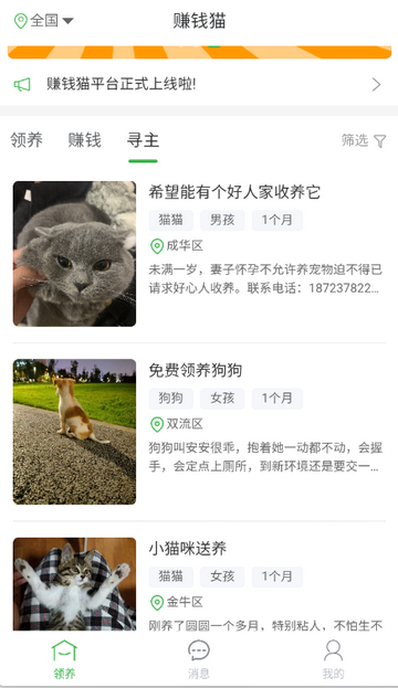 赚钱猫领养平台 赚钱猫领养平台