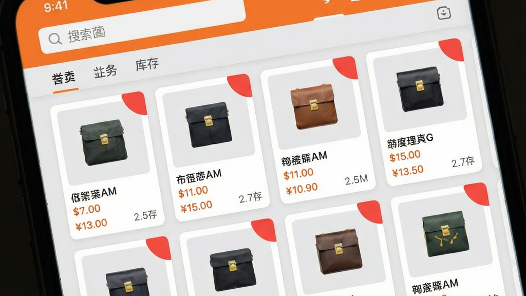 ���������ǹ������̼�Ӧ�õ���Ʒ�������棬��Ļ�������Ŷ����Ʒ��Ƭ��ÿ�ſ�Ƭ������ƷͼƬ�����ơ��۸��������֡����ֲ�������״���У����涥�����������ͷ����ǩ���Ű�����������Ʒ��Ƭ�����ȡ����Ϊ��ˬ���ƶ���UI��ƣ���ɫ��Ϊ��ɫ��ǳ��ɫ���䡣ϸ���Ͽ�治�����Ʒ��Ƭ���к�ɫ���ѽǱꡣ��������������ɾ����޶���װ��Ԫ�ء�