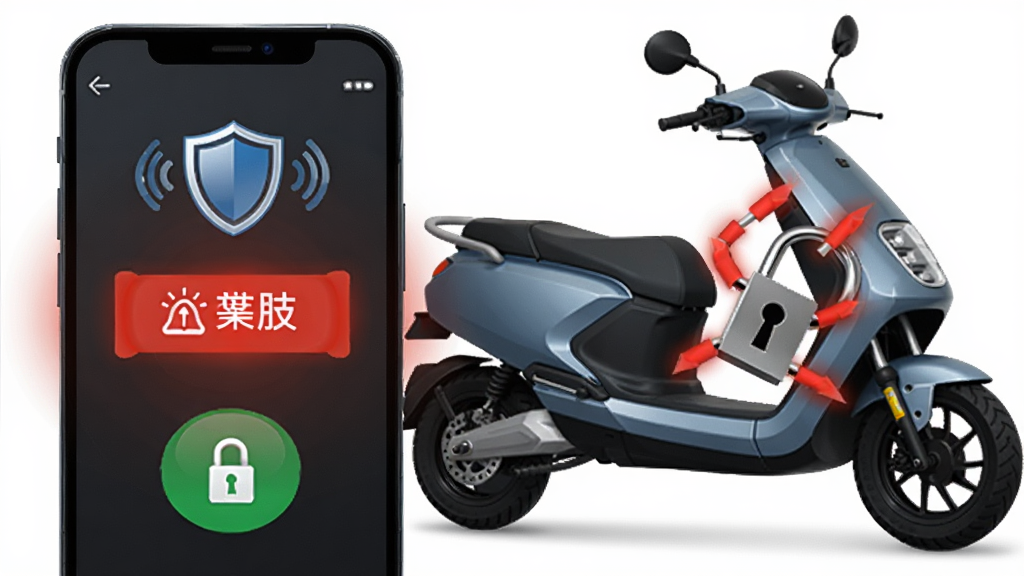 ������һ���ֻ���һ�������ĵ綯��������Ϊ�ֻ���ǰ���綯���ں��Ű�ͻ���ֻ���Ļ�ϵ�������ť�뱨����ʾ�����Ϊ��ȫ��������廭��ϸ�ڰ�������ͼ�ꡢ��ɫ��ʾ���Ρ�������д�����ʸ��壬�ɾ����޶���Ԫ��