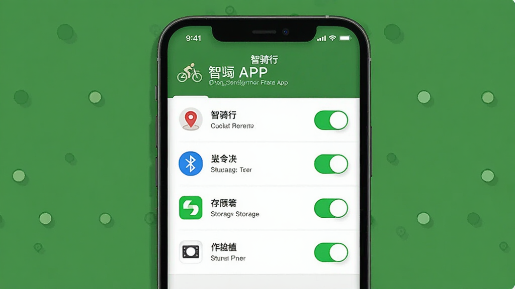 ������һ���ֻ�չʾ�������С�APPȨ�����ý��棬����Ϊ�����б����Ű�ÿ��Ȩ�޴����ذ�ť�����Ϊ�������ҳ�廭��ϸ�ڰ�����λ���������洢ͼ�꣬���ʸ��壬�ɾ����޶���Ԫ��