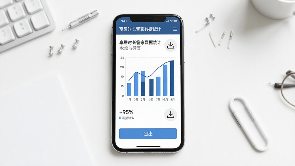 ����ʱ���ܼ�����ͳ���뵼�����棬����չʾ�ֻ���Ļ�ϵ���״ͼ�뵼����ť������Ϊ�ɾ��İ�ɫ����̨������Ϊͳ��ͼ�������ֶԳƣ��Ű�רҵ��������ݿ��ӻ���ϸ�ڰ����ٷֱ�������ͼ�꣬���ʸ��壬�ɾ����޶���Ԫ��