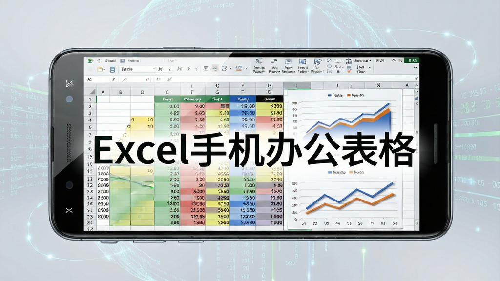 һ����׿�ֻ�����չʾExcel�ֻ��칫�����������棬��������Ϊ�ֻ���Ļ����Ļ�ڳ���һ�������������ݵĸ��ӱ��񣬱����в�ͬ��ɫ�ĵ�Ԫ�����������ͼ������Ϊ�ֻ����У���Χ�а�͸�����������������ơ����Ϊдʵ�Ƽ��У�ϸ�ڰ�����Ļ�����ķ��⡢�������ֵ�����������ͼ��������С����ʸɾ�����㣬��ͼ��࣬ͻ���������ơ�Excel�ֻ��칫���񡱡�