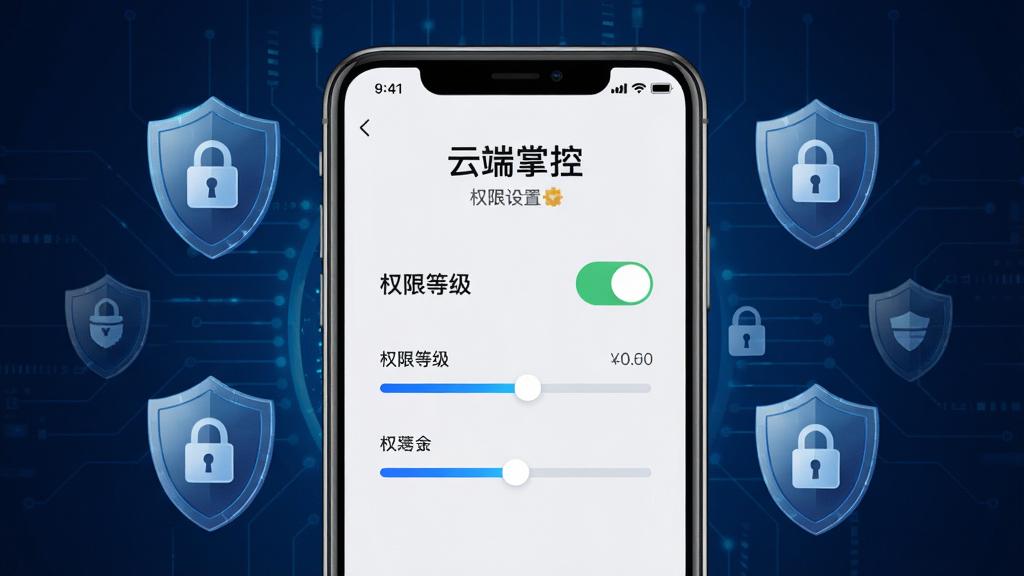 ��������Ϊһ���ֻ���Ļ��ʾ���ƶ��ƿء�Ȩ�����ý��棬�����а������ذ�ť��Ȩ�޵ȼ����飬�ֻ���Χ���ƶ���������ͼ�꣬����Ϊ����ɫ�Ƽ���񣬲���Ϊ���й�ͼ�����ȫ���أ�ϸ��ͻ�����ܷ�����Ȩ�ޱ�ʶ�����ʸ��壬�ɾ����޶���Ԫ��