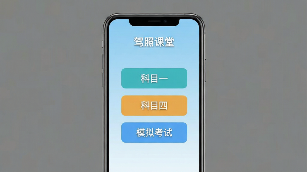 һ���ֻ���Ļչʾ�����տ��á�APP�����棬���������С���Ŀһ������Ŀ�ġ���ģ�⿼�ԡ����ܰ�ť������Ϊ����ɫ���䣬������ʾ�������ơ����տ��á�������������ˬ����ƽ��UI��ƣ����־��жԳƣ����������ɾ����޶���Ԫ��