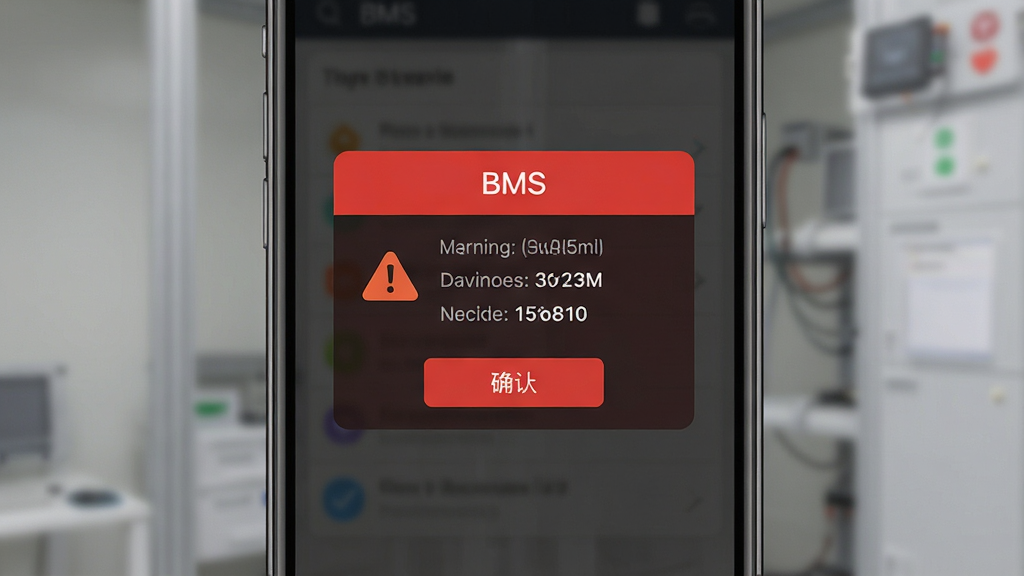 BMS����������ʾ���棬����Ϊ�ֻ���Ļ������ɫ����򣬲���Ϊ���е���������Ϊ��ɫ��͸�����֣����Ϊ��ȫ��ʾUI��ϸ�ڰ�������ͼ�ꡢ�쳣������ֵ��ȷ�ϰ�ť�����ʸ��壬�ɾ��޶���Ԫ�أ����������ֱ�ע��BMS��