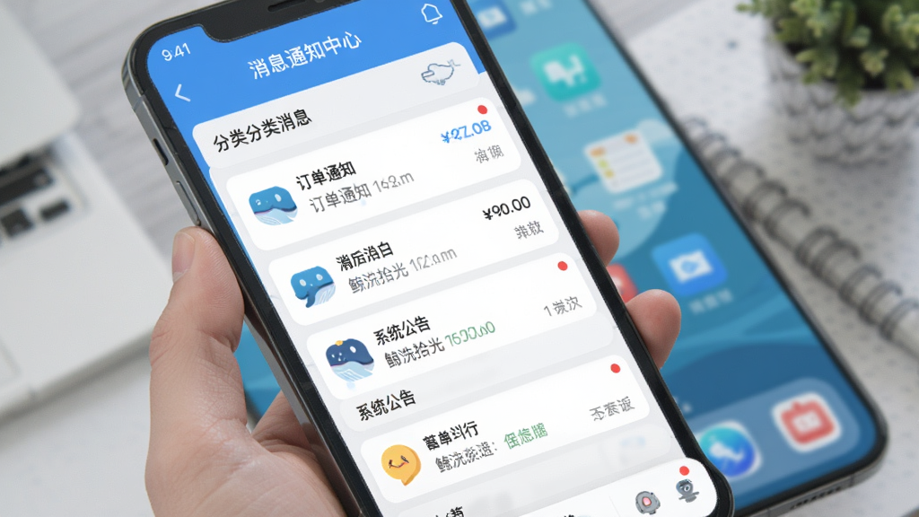 ��ϴʰ���̻�����Ϣ֪ͨ���Ľ��棬չʾ������Ϣ�б��������ѣ���Ļ�г��ֶ���֪ͨ��ϵͳ���棬����Ϊ�ֻ����泡������ƽ�������ɫ��ɫ��������ɾ������廭��
