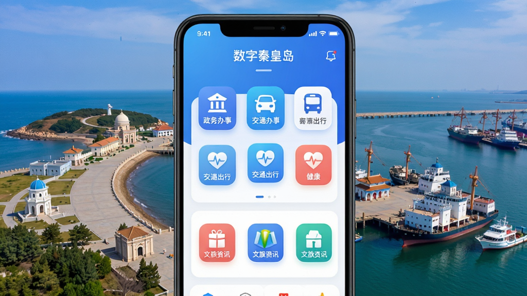 �ֻ���Ļ��չʾ�������ػʵ���APP�����棬����Ϊ�ػʵ��ر꽨��������ѹ�԰�뺣�۷�⣬���������������ĳ��з���ͼ����󣬰���������¡���ͨ���С�ҽ�ƽ�����������Ѷ��ģ�飬���ּ�����򣬷���ִ��Ƽ��У�ϸ�ڰ�����ɫ������ɫ����Բ��ͼ�꣬���ʸ��壬�ɾ��޶���Ԫ�ء�