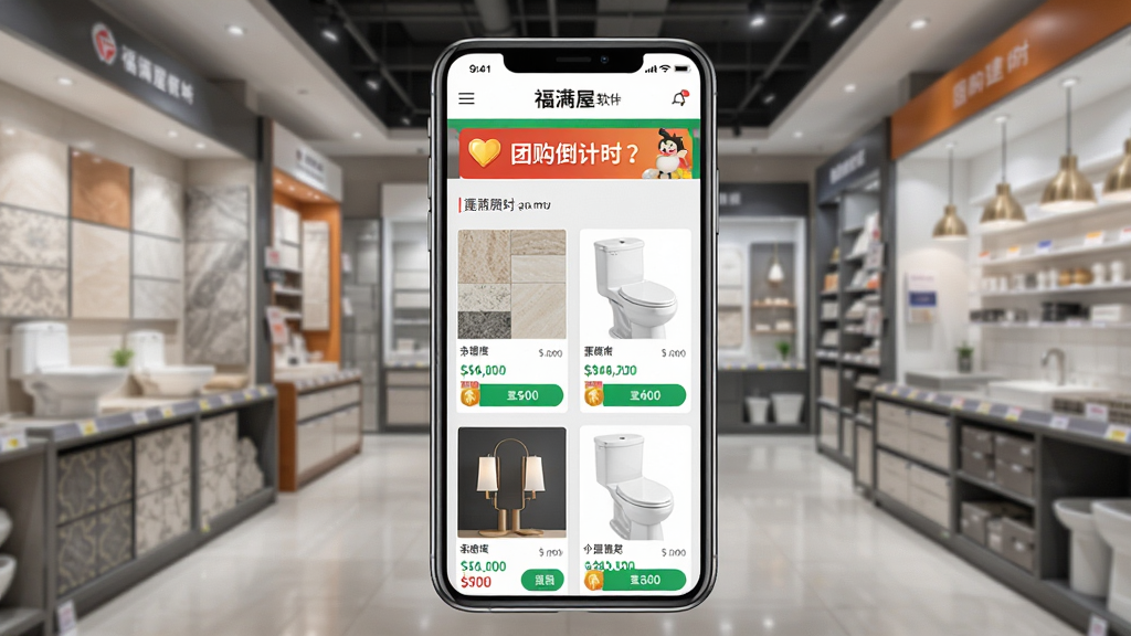 һ��չʾ���������������̳�ҳ���ͼƬ���������ֻ���Ļ��ʾ��ש����Ͱ�͵ƾ���Ʒ�б���ÿ����Ʒ�м۸�͹���ť����Ļ�Ϸ����Ź�����ʱ���������Ϊ�Ҿӽ����������������ֲ������Ĺ�ͼ�����Ϊ��ҵ��Ӱ��ϸ������Ļɫ�����ޣ������������ɾ����޶���Ԫ��
