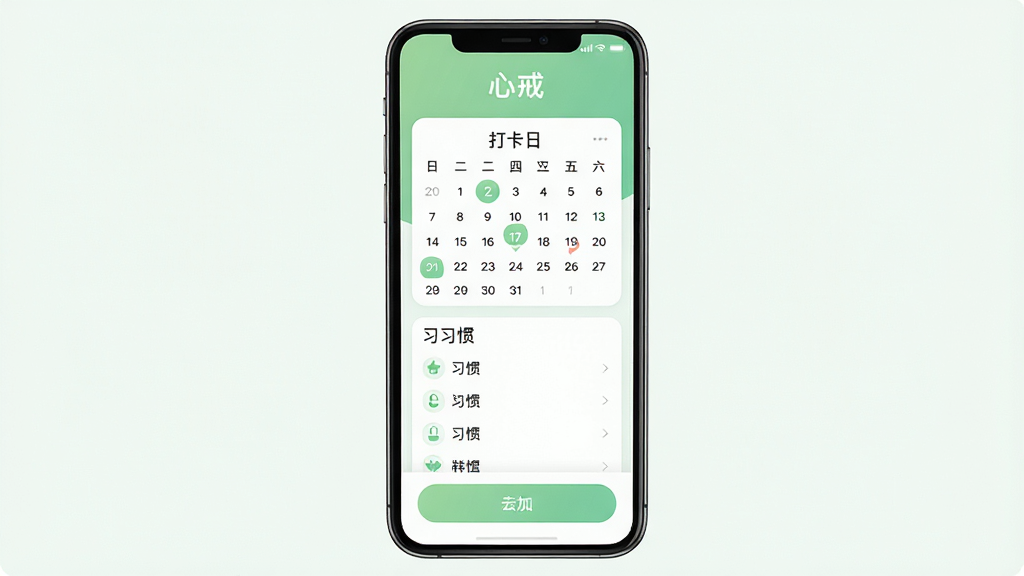һ��չʾ�ֻ���Ļ��ͼƬ����Ļ�����ǡ��Ľ䡱Ӧ�õ������棬������ǳ��ɫ�Ͱ�ɫΪ��ɫ���������С��Ľ䡱���ֱ�ʶ���м���ʾ��������ϰ���б����ײ������Ӱ�ť�����岼�ּ������������ִ���ƽ����ϸ�ڸɾ������ʸ��壬�޶���Ԫ��