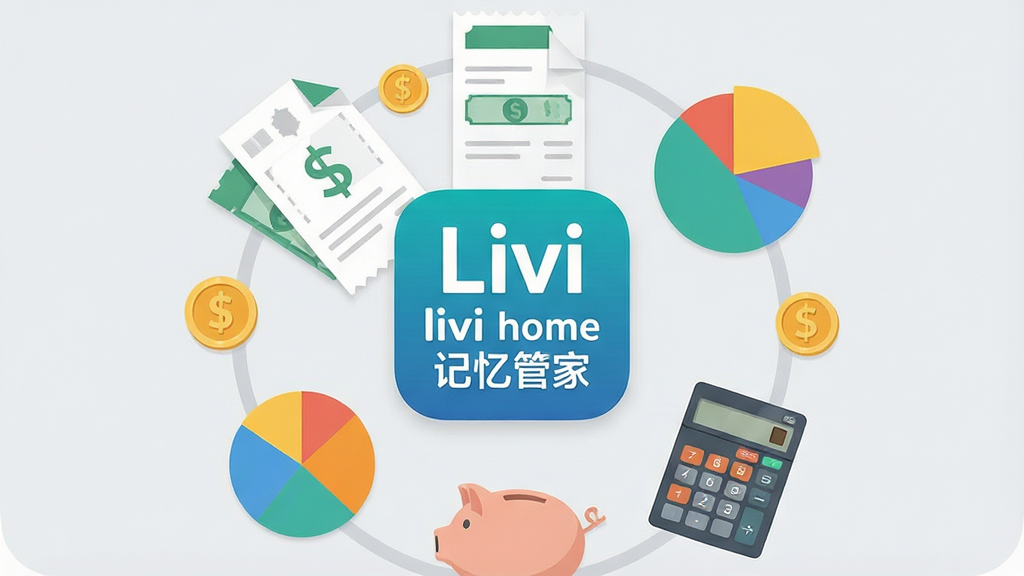 һ����ͥ��������ĳ�����ͼ�������С�Livi home����ܼҡ���Ӧ��ͼ��λ�ڻ������룬��Χ�����Ž�ҡ��˵�����״ͼ����Ǯ�޺ͼ�������Ԫ�أ����ֲ���Բ�λ���ʽ��ͼ�����Ϊ���������ƽ�磬ϸ���ϱ�״ͼ�в�ͬ��ɫ�����η������˵�ֽ�����۽�Ч��������Ϊǳ��ɫ�����ʸ��壬����ɾ����޶���Ԫ��