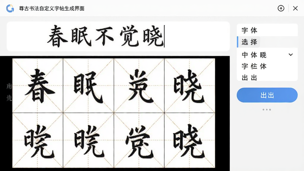 ����鷨�Զ����������ɽ��棬�������û������ˡ����߲�������ʫ�䣬�·��Զ����ɶ�Ӧ�����ָ�����Ԥ����ÿ����ռ��һ���������룬�����Ҳ�������ѡ��͵�����ť����������ʵ�ã������������ɾ��޶���Ԫ��