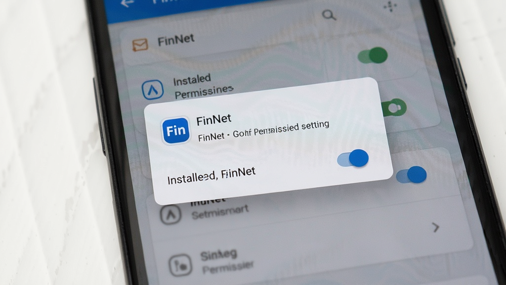�ֻ���Ļչʾ FinNet ��װȨ�����ý��棬��������Ϊ��׿ϵͳȨ�޵�������ע��FinNet�����ƣ����ּ�࣬���дʵ��ϸ�ڰ������ذ�ť�����������������ɾ������ʸ��壬�޶���Ԫ��