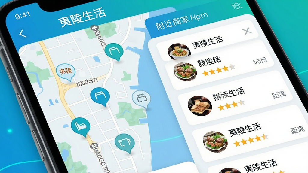 ��������Ϊ�ֻ���Ļ��д��չʾ��������APP�ĸ����̼��б�ҳ�棬��ͼ�ϱ�ע����̼�ͼ�ꣻ���ֲ�������ͼ���Ҳ��б��Ŀ�Ƭʽ�Ű棻���Ϊ��ˬ�Ƽ��磬����ɫ����ϸ�ڰ����̼�ͷ���Ǽ�����������ǩ������Ҫ�������������������֡���������ɼ����޶���ˮӡ