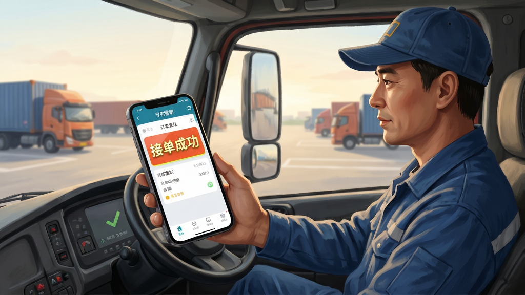 ��������Ϊһλ���Ź�װ�Ļ���˾�����ڼ�ʻ���ڣ��ֳ��ֻ��鿴˾���ܼ�APP�Ķ���ȷ��ҳ�档�ֻ���Ļ�ø���ɫ��ͻ�����ӵ��ɹ�������������Ϊ�峿������԰����������ͣ����дʵ��������΢�廭�С���ͼע���������ֻ��Ļ�������������������ɾ�������Ԫ�ء�
