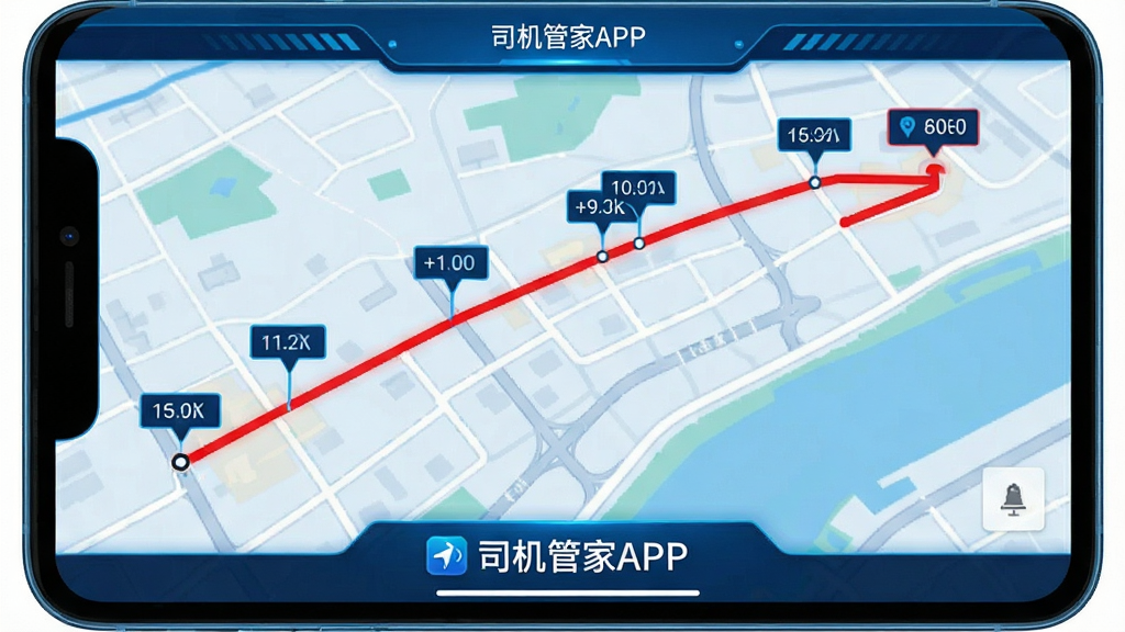 ����չʾһ�ŵ��ӵ�ͼ���棬��ͼ����һ������㵽�յ�ĺ�ɫ�г��켣�ߣ��켣���Ϸֲ��Ŷ��ʱ��ڵ��ǡ���ͼ�·���ʾ��˾���ܼ�APP�����ֱ�ʶ��������ÿƼ������������࣬���������������������޶��౳�����š�