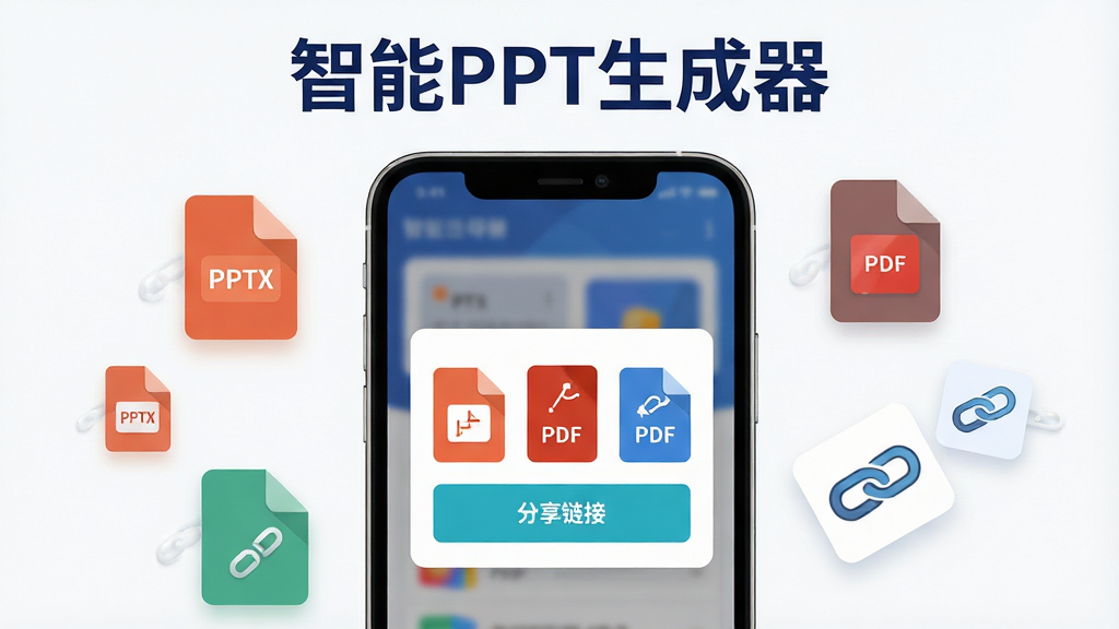 һ��չʾ����PPT������������������ܵĳ���ͼ��������һ���ֻ���Ļ��ʾ����ѡ�������������PPTX��PDF��������������ѡ�ť���ֻ��Ա�Ư���Ŷ�Ӧ���ļ�ͼ��������ͼ�ꡣ����Ϊ�ֻ����У�ͼ�껷�����ֻ���Χ���Ű����������ơ�����PPT��������������ɫ�������ڻ��涥�������Ϊ�ִ���ƽ����ƣ�ϸ�ڰ����ļ�ͼ����۽�������ͼ�������ϸ�ڡ�����Ϊ������Ⱦ���ɾ����޶���Ԫ�ء�