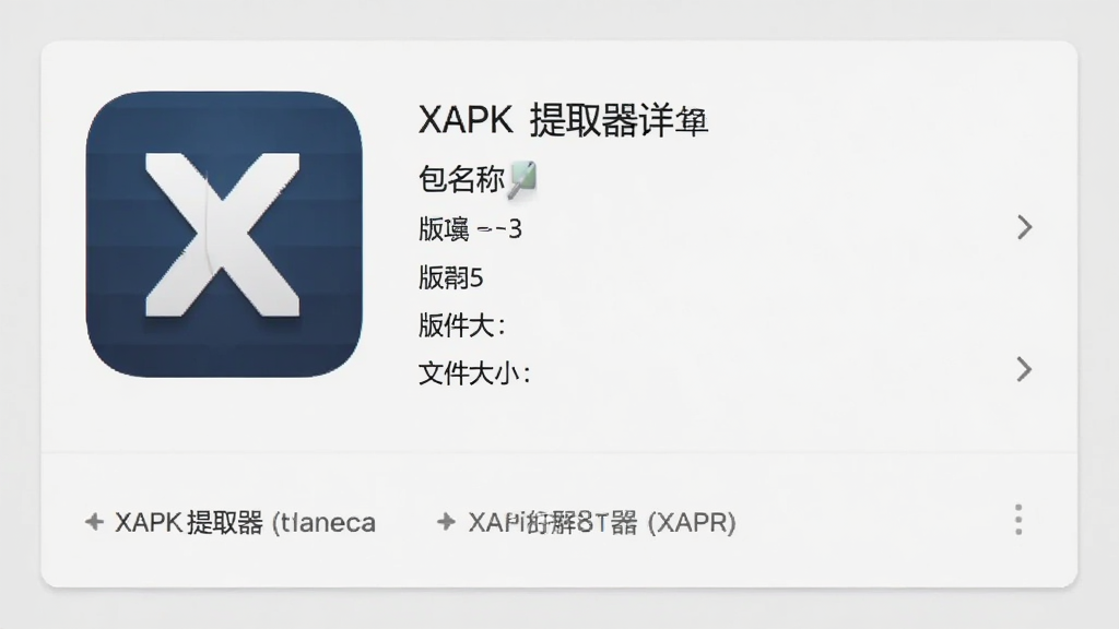 XAPK��ȡ��Ӧ������ҳ�棬չʾӦ��ͼ�ꡢ���ơ��������汾�š��ļ���С����Ϣ�������Ű����룬���ÿ�Ƭʽ��ƣ�����ִ���Լ�����廭�ʣ��޶���Ԫ��