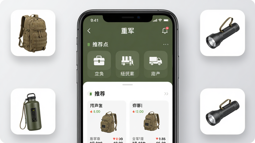 �ؾ�APP�ٷ�����չʾͼ������Ϊһ�������ֻ����з��ã���Ļ����ʾ�ؾ�APP��ҳ����������ɫ������Ʒ���������Ƽ�λ������Ϊǳ��ɫ���䣬��������չʾս������������ˮ���������ֵ����ƷСͼ�����岼�ּ�����������Ϊ�ִ���ƽ��UIչʾ��ϸ�ڰ���Բ��ͼ���������Ӱ�����ʸ��壬����ɾ����޶���Ԫ��