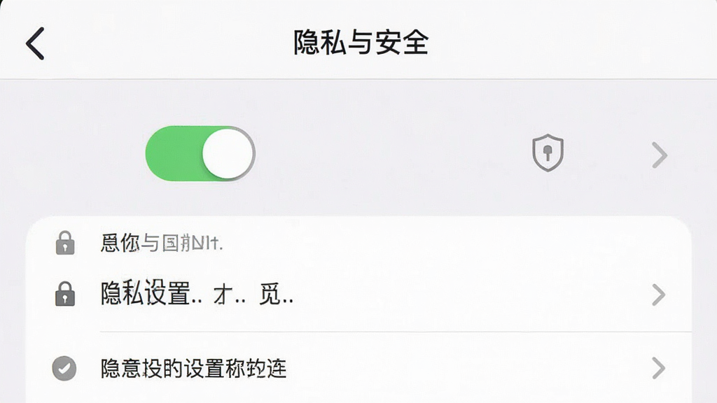 一张“觅你”隐私设置界面的手机截图,画面显示开关按钮和选项列表,标题为“隐私与安全”,背景是白色简洁风格,细节包括锁形图标和说明文字,画质高清,干净无多余元素