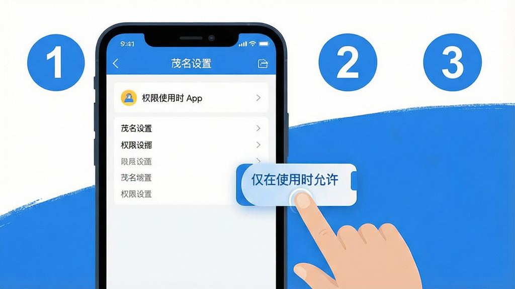 һ��չʾ�ֻ�Appʹ�ý̵̳�ʾ��ͼ��������һ���ֻ���Ļ��ʾï����App��Ȩ�����ý��棬�Ա�����ָ���