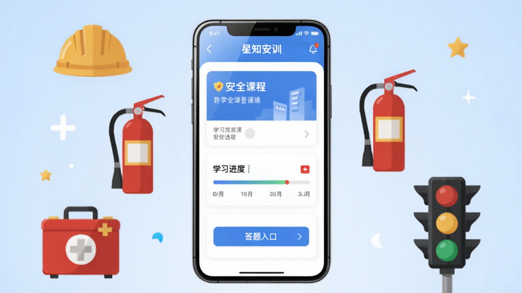 ���廭�����ֻ���ĻΪ���ģ���Ļ��չʾ��֪��ѵAPP��ҳ���棬������ȫ�γ̿�Ƭ��ѧϰ��������������ڵȹ���ģ�飬�ֻ���Χ���ư�ȫñ��������������䡢��ͨ�źŵƵȰ�ȫ����ͼ�꣬���ֲ��þ��жԳ�ʽ�Ű棬���Ϊ��ƽ���Ƽ��廭�磬ϸ�����ֻ���Ļ����΢����У�����Ϊǳ�����䣬���������ɾ����޶���Ԫ��