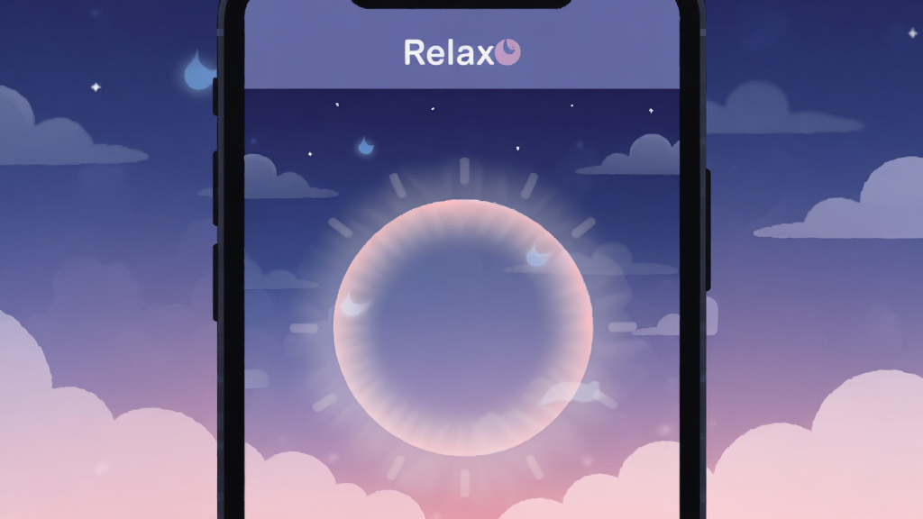 һ�����ֻ���ĻΪ���ĵĲ廭����Ļ����ʾ�� Relax Ӧ�õĺ����������棬һ����͵�Բ�ι������ź�������Ŵ���С�������������Ľ���ҹ���뵭�����ƶ䣬������ñ�ƽ������ϵ���ɫ�������������Ϻ����Ϊ��������ɾ���࣬�޶������֣����廭�ʣ��ʺ���Ϊ��������վ�Ľ�����ͼ