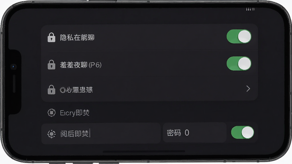 ����ҹ�� ˽���������ý��棬����Ϊ�ֻ���Ļչʾ��˽����ѡ�����Ϊ�б�ʽ����������������Ű���������Ϊ���Ȱ�ɫ����ϸ�ڰ�������ͼ�ꡢ���ܱ�ʶ���ĺ󼴷ٿ��أ����ʸ��壬�ɾ����޶���Ԫ��