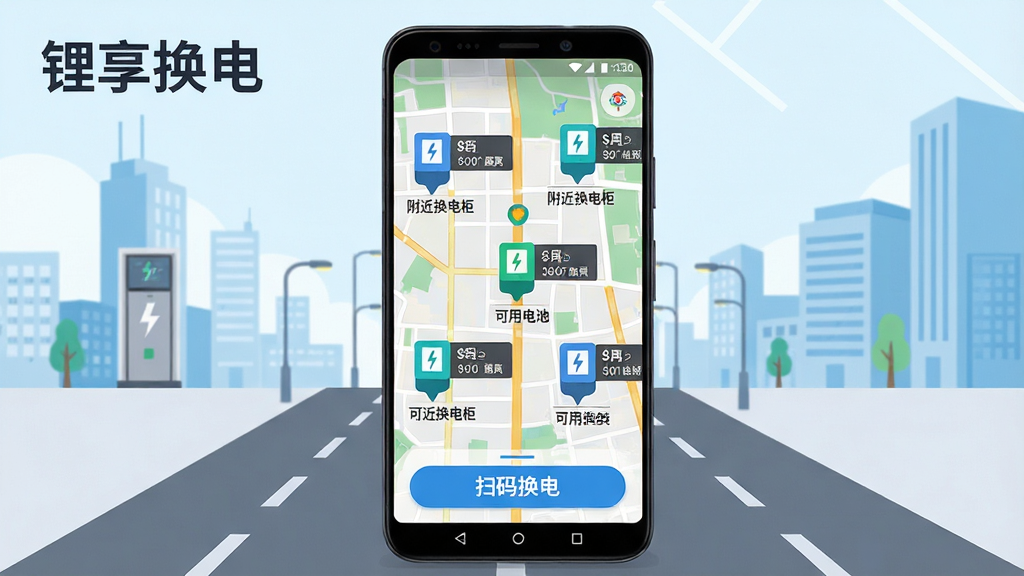 �������APP�ĵ�ͼ���棬����������һ����׿�ֻ�����Ļ����ʾ���е�ͼ�Ͷ�������ͼ�꣬ÿ��ͼ���Ա�ע����Ϳ��õ���������ֻ��·��С�ɨ�뻻�硱��ť������Ϊ���ĳ��е�·�ͽ������������Ϊ��ƽ����ƣ�ɫ�����������ʸ��壬�ɾ��޶���Ԫ�أ�ͼƬ�����֡�������硱�͡���������������ɼ���