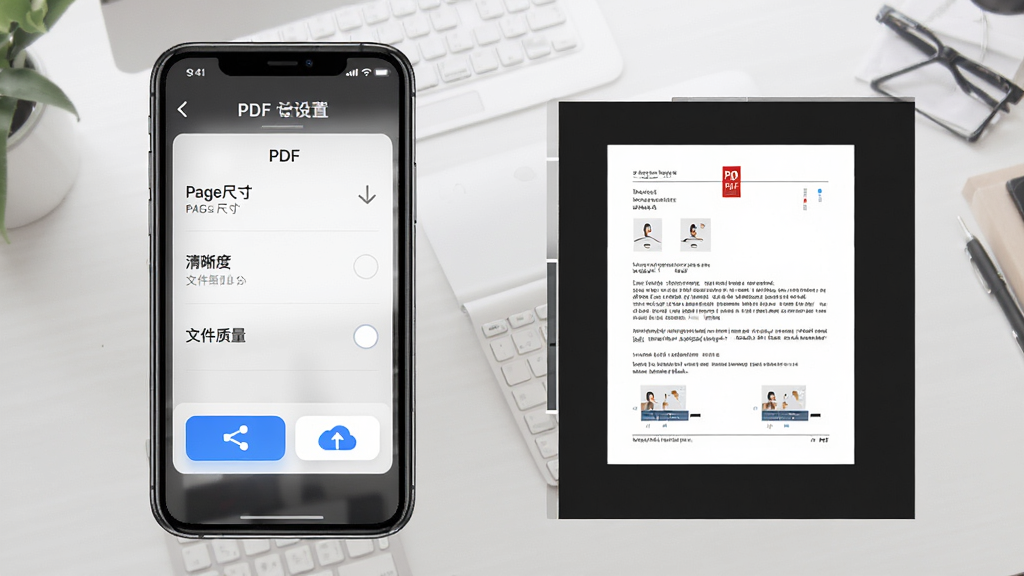 �ļ�ɨ�辫�鵼����������棬�ֻ���Ļ��ʾPDF����������壬����ҳ��ߴ硢�����ȡ��ļ�����ѡ��·��з�����ť������ͼ�꣬�����Ҳ�չʾһ�������ɵ�PDF�ĵ�Ԥ��������Ϊ�ɾ����棬���ֺ�������������࣬ϸ�����������ʸɾ����壬�޶���Ԫ��