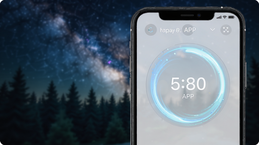 һ��չʾ����ڤ��APP�����������ܵ��Ӿ�ͼ����������Ϊ�ֻ���Ļ��д����Ļ����ʾ�Ŷ�̬�ĺ�������ԲȦ�����Ե����ּ���������������������������ģ�����ǿջ����ֳ�����Ӫ��������Χ�����Ƽ�������Ȼ�н�ϣ�ϸ����ԲȦ���й��ι켣�������������ɾ�����