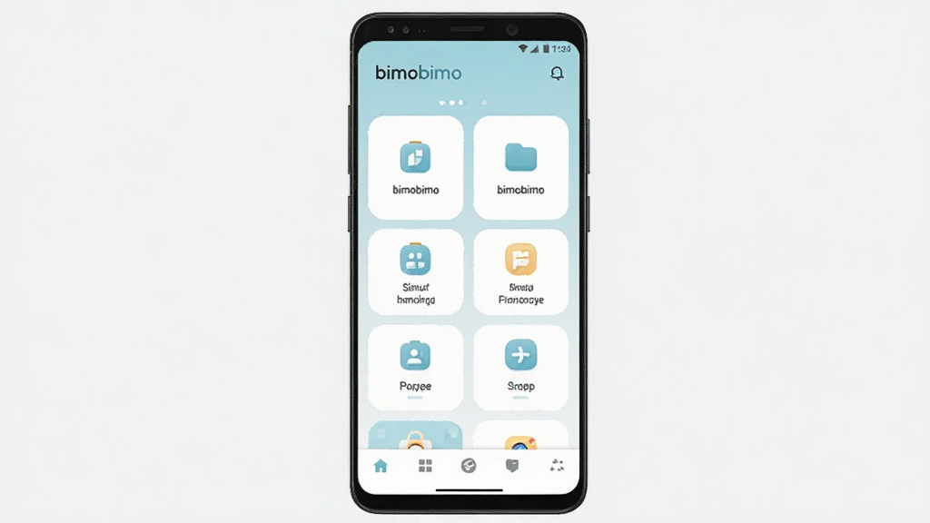 һ��չʾ bimobimo Ӧ���������Ч��ͼ������Ϊһ��������׿�ֻ�����Ļ����ʾ bimobimo ����ˬ��ҳ���֣�������Ӧ�����ơ�bimobimo�����в�Ϊ���ܿ�Ƭʽ��ڣ��ײ�Ϊ���������������ǳɫ��������Բ��ͼ�꣬������ִ��������������ɾ��޶���Ԫ��