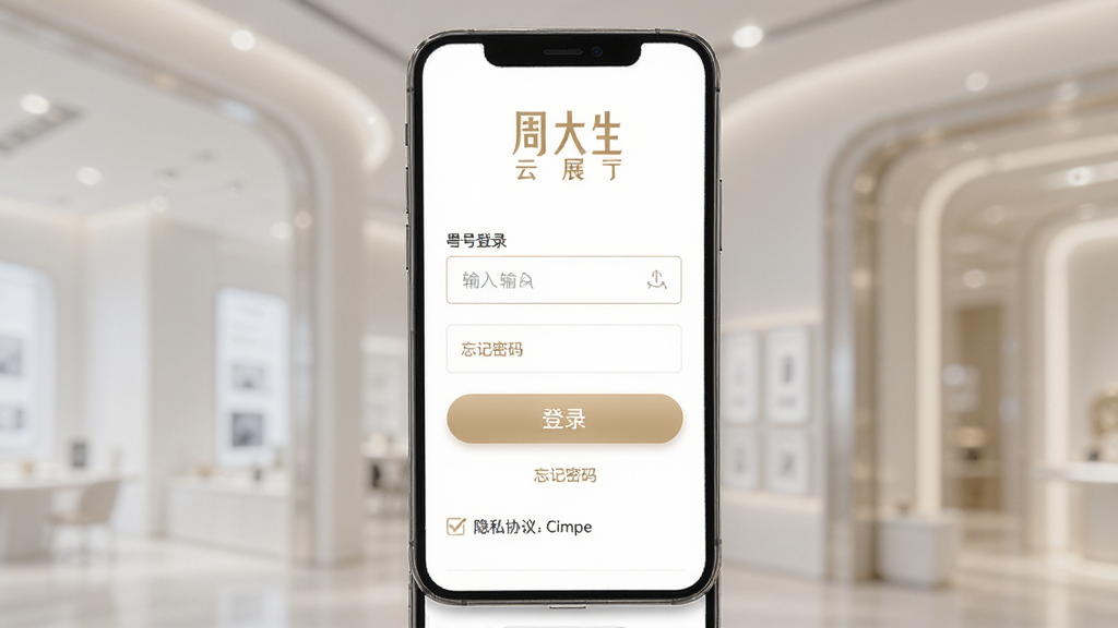 �ܴ�����չ����¼ҳ�棬����Ϊ�ֻ���Ļ��չʾ�ֻ������������֤�밴ť������Ϊ����Ʒ��Logo���в���¼�����ӵײ�Э�鹴ѡ���Ű��࣬����ɫ�뵭��ɫ���䣬ϸ�ڰ���