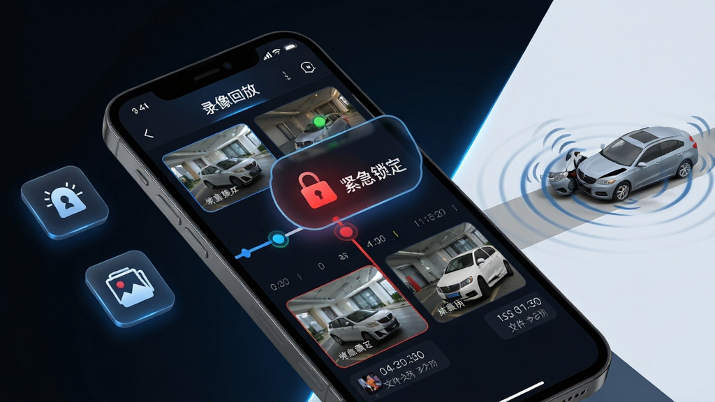 ��������չʾһ�������ֻ�����Ļ���ǲ��˿Ƽ�APP��¼��طŽ��棬ʱ�������ж����ɫ��ǵ㣬����һ����ɫ��ǵ㱻�Ŵ���ʾ���Ա�������ͼ��͡������������������ֻ����Ư����ץ�İ�ť�����ͼ�꣬�Ҳ��ǳ���������΢��ײ��ʾ�ⳡ���������𶯲��ơ����ֲ��öԽ��߹�ͼ���ֻ��볡��Ԫ���γɻ��������Ϊдʵ�Ƽ��磬ɫ������ɫ������������ɫ�߹⡣ϸ�ڰ���������Ƶ����ͼ��ʱ������ļ���С��ע������ϸ�壬�ɾ����޶���Ԫ�ء�