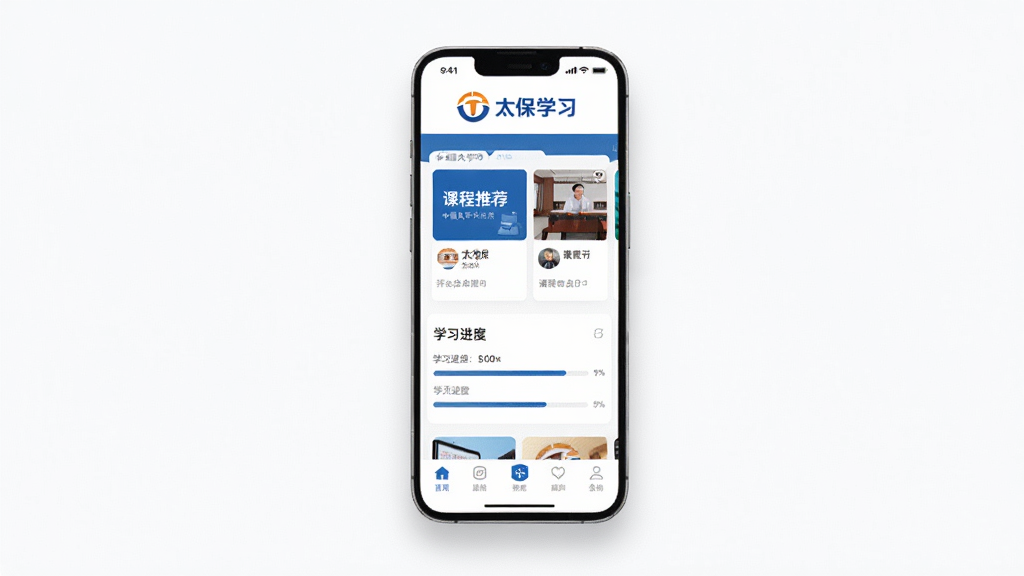 ��������Ϊһ�������ֻ�����Ļ����ʾ̫��ѧϰAPP�������棬���涥�����й�̫ƽ���յ�Logo��̫��ѧϰ���֣��м����������ſγ��Ƽ���Ƭ��ѧϰ���������ײ��е����������ֲ��þ��й�ͼ���ֻ�΢΢��бչʾ����С��Ű������������Ϊ�ִ�����Ƽ��磬ϸ�ڰ�����͵���Ӱ���ɾ��İ�ɫ��������ɫ��ɫ����׺�����ʸ��壬�ɾ����޶���Ԫ�ء�