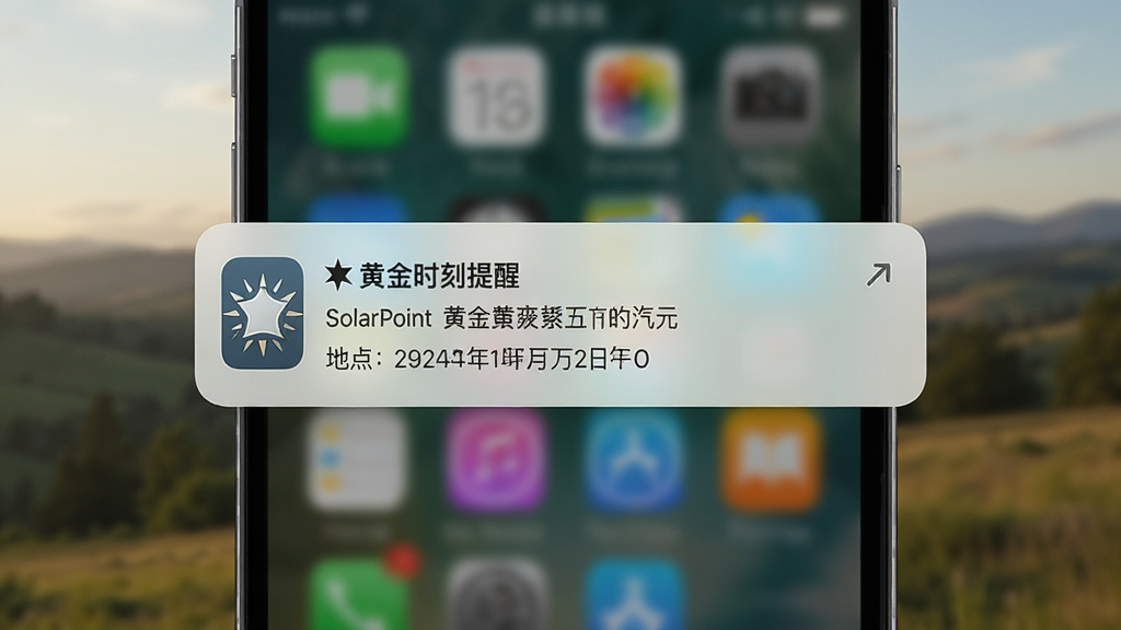 �ֻ�֪ͨ����ʾ SolarPoint ������֪ͨ������Ϊ�ֻ��������浯��֪ͨ��Ƭ��֪ͨ����Ϊ�ƽ�ʱ�����ѣ����ݰ���ʱ��͵ص���Ϣ������Ϊ�黯�Ļ���羰������Ϊ֪ͨ��Ƭλ����Ļ���룬���Ϊ�ֻ�ϵͳ֪ͨ��ʽ��ϸ�ڰ���Ӧ��ͼ���չ����ť�����ʸ��壬�ɾ����޶���Ԫ��