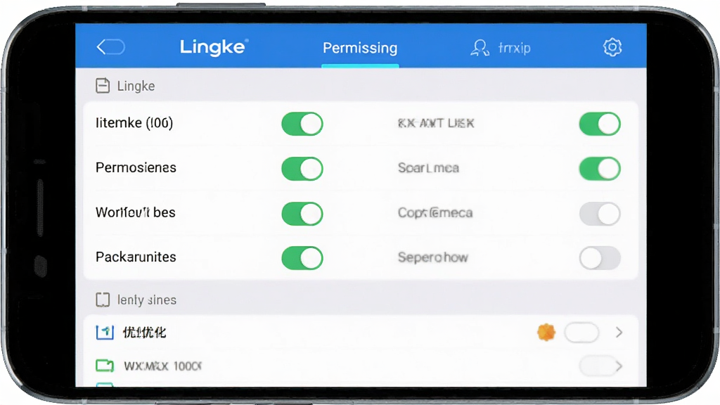 Lingke �ƶ��˲��������ͼ������Ϊ�ֻ���Ļ����Ļ��ʾȨ�����úͺ�̨���й������棬���涥���� Lingke ��ʶ�����ֲ��÷ֲ�չʾ���Ϸ�ΪȨ�޿����б����·�Ϊ����Ż�ѡ������ʵ�ã�ϸ���Ͽ���״̬������ͼ��ֱ�ۡ����ʸ��壬�ɾ����޶���Ԫ�ء�