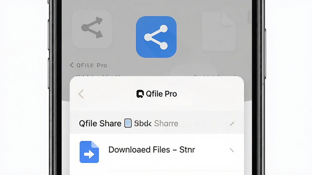 һ��չʾ Qfile Pro �ļ����������߹��ܵ�ͼʾ���������ֻ���Ļ��ʾ�����˵��������ļ��б�������Ϊ���½ṹ���Ϸ��Ƿ���ͼ�꣬�·����������ļ����Ű����������Ϊ��� UI ��ʾͼ��ϸ�ڰ���������ͷ���ļ�����ͼ��͡�Qfile Pro�������������������ɾ����޶���Ԫ�ء�