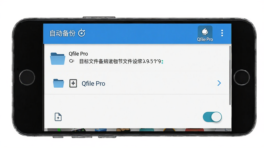 һ��չʾ Qfile Pro �ڰ�׿�ֻ������ñ���·���Ľ���ʾ��ͼ���������ֻ���Ļ��ʾ Qfile Pro �ı�������ҳ�棬�����ļ���ѡ���б��Ϳ��ذ�ť������Ϊȫ�� UI չʾ���Ű����������Ϊ��ʵӦ�ý�ͼ���ϸ�ڰ������Զ����ݡ����⡢Ŀ���ļ���·���͡�Qfile Pro��Ӧ��ͼ�ꡣ�����������ɾ����޶���Ԫ�ء�