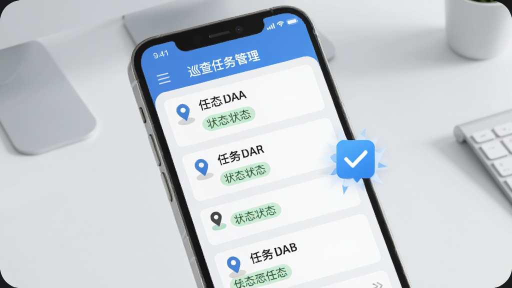 �ǻ۷�Ѵ������ϵͳ��Ѳ������������棬����չʾ�ֻ���Ļ������Ƭ�б���ÿ�ſ�Ƭ���ж�λͼ����״̬��ǩ���Ա������Ź�ѡ��ɵĶ���Ч��������Ϊ����ɫ�칫���棬�������ǳɫ�����ʸɾ����޶���Ԫ��