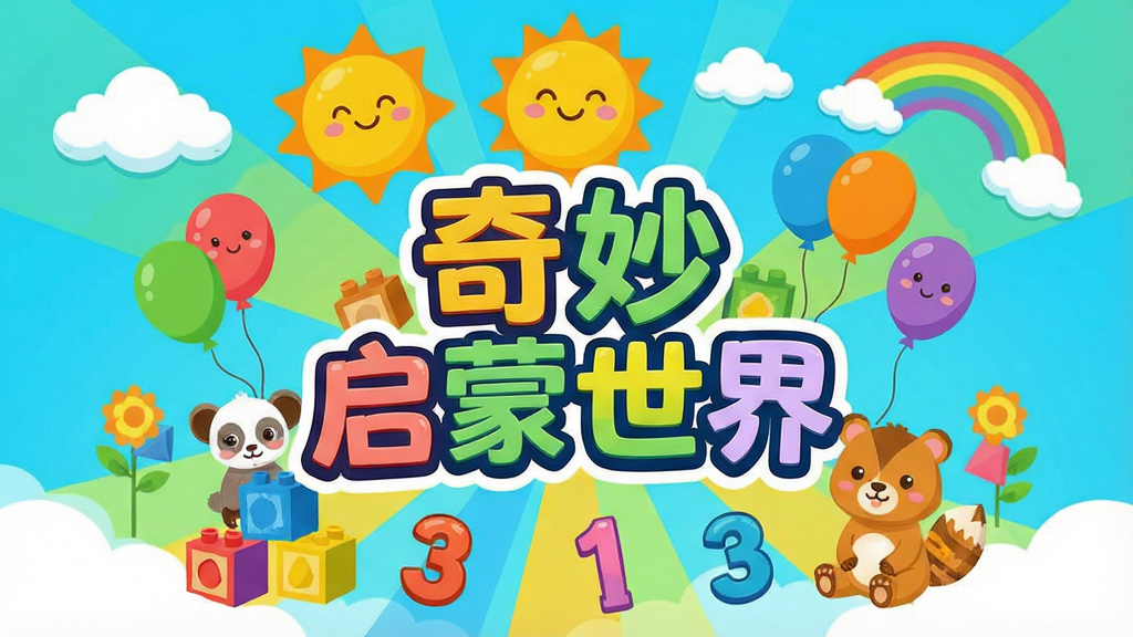 һ��ɫ������������ͯȤ�Ŀ�ͨ����ͼ�����������ǡ������������硱�ı������֣���Χ�����ſɰ��Ŀ�ͨ�����ľ����ɫ��������ַ��š����ֲ������ķ���״�Ű棬���Ϊ��ƽ��ʸ���廭��ϸ�ڰ���΢Ц��̫����Ư�����ƶ�Ͳʺ硣�����������ɾ����޶���Ԫ�أ��ʺ���Ϊ��ͯ��������ͼ��