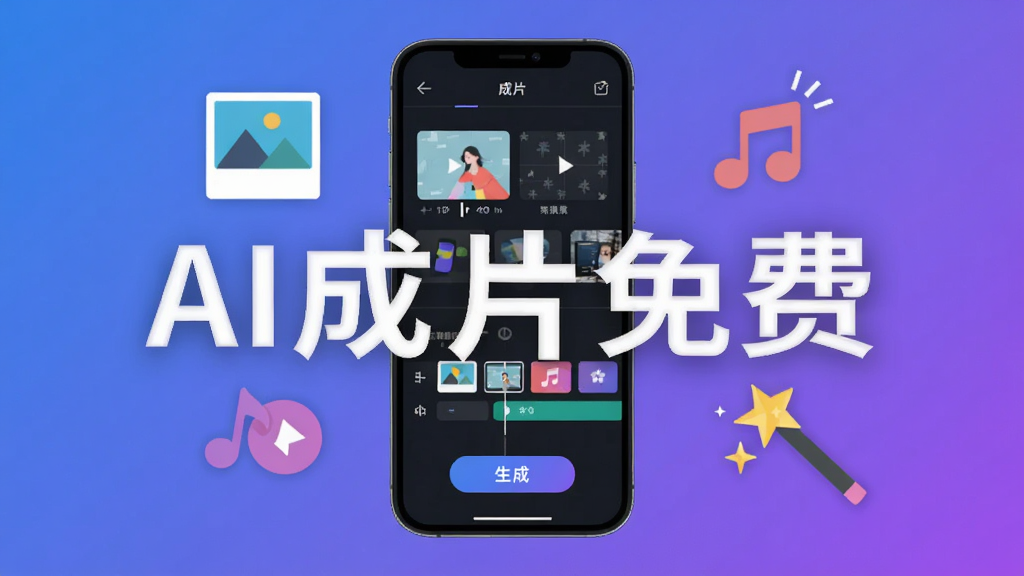 ��������չʾһ�������ֻ�����Ļ����ʾAI��Ƭ��ѵı༭���棬����������Ƶʱ���ᡢģ������ͼ�����ɰ�ť����Χ��������Ƭ�����ַ��ź�ħ����ͼ�꣬������ñ�ƽ���Ƽ�������Ͻ��䱳�������ּ�࣬ϸ�����������ʸɾ����޶���Ԫ�أ�ͼ�����ֱ�ע��AI��Ƭ��ѡ�