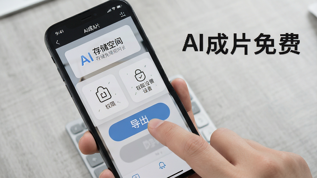 ����չʾAI��Ƭ������ֻ��ϵĲ������棬һֻ�����ڵ��������ť����Ļ�Ա��д洢�ռ���ʾ��Ȩ������ͼ�꣬�������дʵ��񣬱���Ϊǳ��ɫ���棬����Ϊ�ֳ��ֻ���д��ϸ�ڱ�����ָ����Ļ�����������������޶���Ԫ�أ�ͼ�б�ע��AI��Ƭ��ѡ�