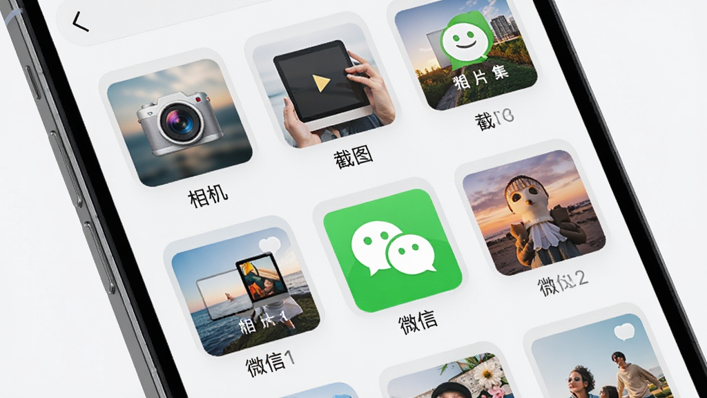 ��Ƭ�����ܷ�����棬�ֻ���Ļ��ʾ�������ļ��У�ÿ���ļ��з���Ϊ��ͬ�������Ƭ���С����������ͼ����΢�š������ֱ�ǩ���������࣬����ִ������廭��