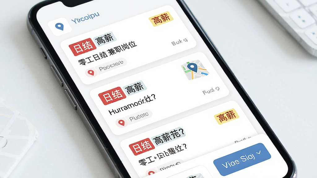 �㹤�ս��ְ��λ�б�ҳ�棬��������Ϊ�ֻ���Ļ�ڹ�����ְλ��Ƭ��ÿ�ſ�Ƭ��д��