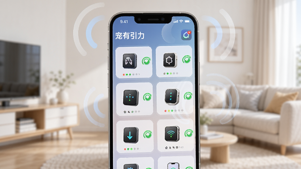 �ֻ���Ļ��ʾ������������App���豸�����б�������豸ͼ���Կ�Ƭ��ʽ���У��Ա������ӳɹ�����ɫ��ʶ������Ϊǳɫ�Ҿӻ����������Ƽ��У�ϸ�ڱ����豸״ָ̬ʾ�ƺ��źŲ��ƣ����ʸ��壬�ɾ������ҡ�