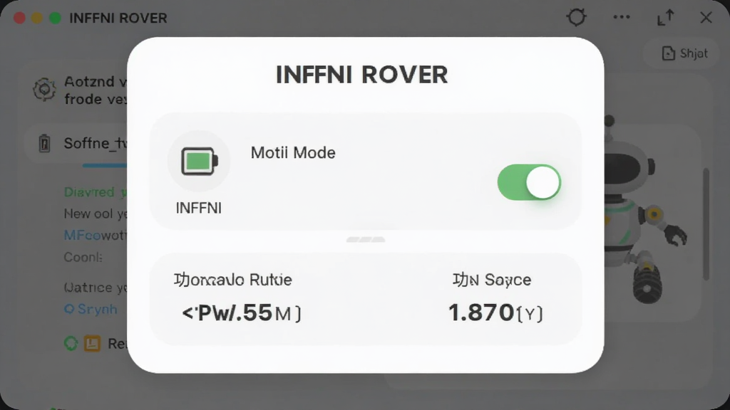 ������ INFFNI ROVER ������ʡ��ģʽ���ý��棬����Ϊ���е���ʽ�Ի����Ű�Ϊ���½ṹ�����Ϊ���Բ����ƣ�ϸ�ڰ������ͼ�ꡢģʽ�л����غ͹���Ԥ����ֵ�����������ɾ��޶���Ԫ��