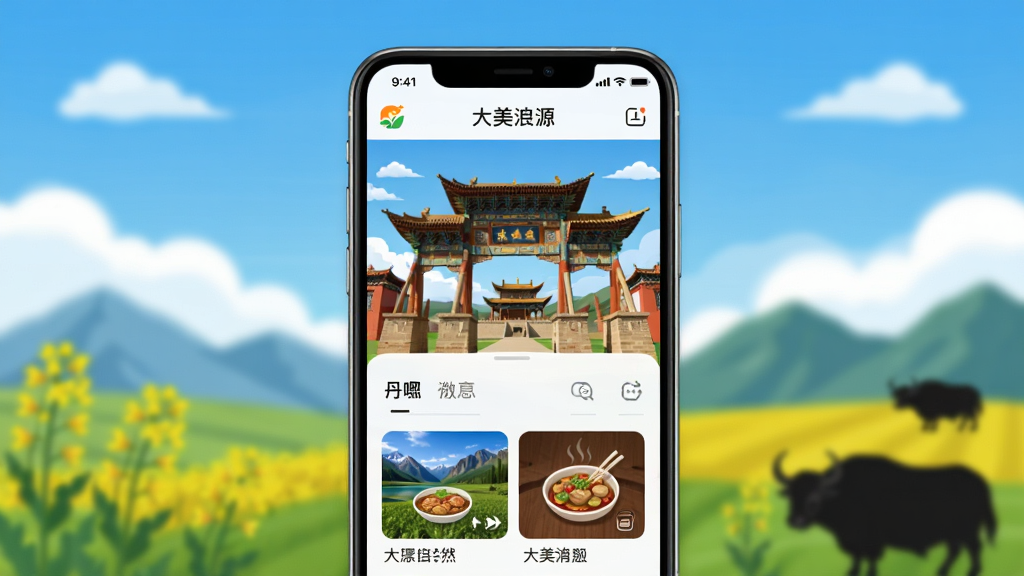 ����������һ�������ֻ�����Ļ��ʾ��������Դ��APP����ҳ���棬�������е������ų��Ʒ�����ڹ���Ȼ������ʳͼ�ꡣ�ֻ���Χ�������ຣ��Դ��ɫԪ�أ����ԭ���졢���ơ��Ͳ˻������ţ��Ӱ�����ֲ��þ��й�ͼ���ֻ�Ϊ���壬�����黯�����Ϊ����дʵ�ı�ƽ���廭��ϸ�ڰ���APPͼ�ꡢ������ť�;�������ͼ�����ʸ��壬�ɾ����޶���Ԫ�ء�