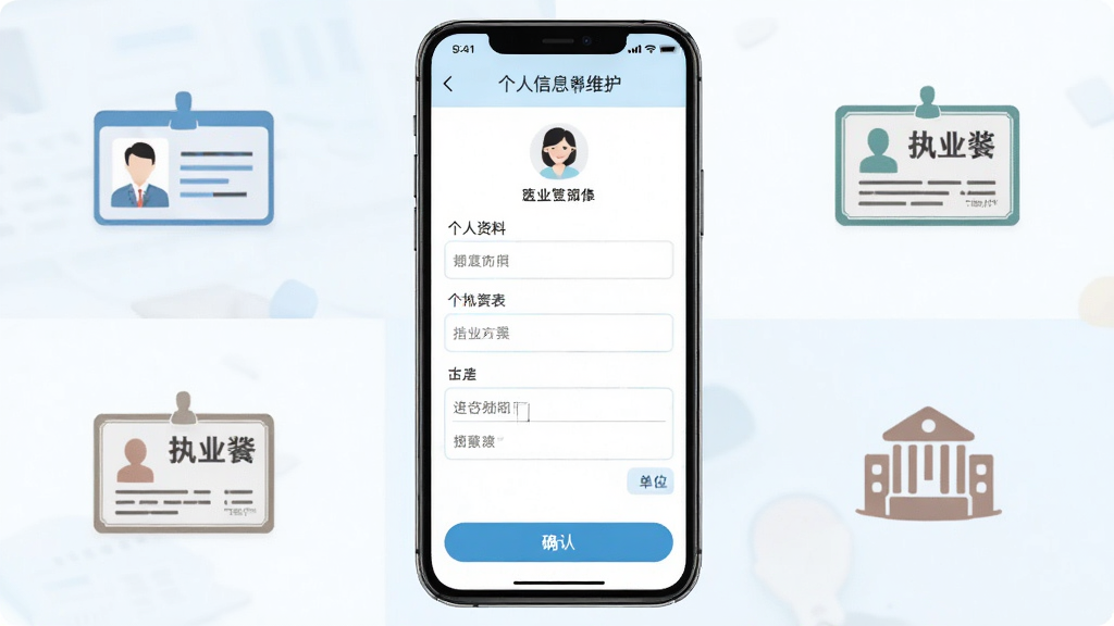 ҽ�̹���������Ϣά�����棬��������Ϊ�ֻ���Ļչʾ�������ϱ�����༭��ť����Χ��������֤��ִҵ֤�뵥λͼ�꣬�������ҷ������������ǳɫ��ϸ�ڰ����������ȷ�ϰ�ť�����������ɾ��޶���Ԫ��
