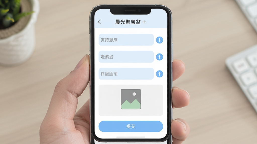 ����۱��蹤���ձ��༭ҳ�棬����Ϊ�ֻ���Ļչʾ�ձ���д����������Ϊ�Ϸ����������м�Ϊ����������ͼƬ�ϴ���ť���·�Ϊ�ύ��ť���Ű����룬���Ϊ����ǳɫ�磬ϸ�ڰ���ǳ��ɫ����򡢻�ɫ��ʾ���֡�Բ������ͼ�꣬���ʸ��壬����ɾ����޶���Ԫ�ء�