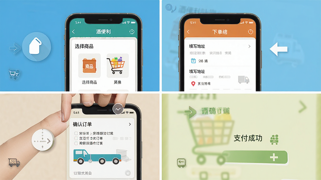 �Ʊ�����ҵ���ƶ��˲���ָ��ͼ������Ϊ�ֻ���ĻչʾAPP�µ����̣�����ѡ����Ʒ����д��ַ��ȷ�϶�����֧���ɹ��ĸ�������棬����Ϊ�ĸ�־�ʽ���У����Ϊ��ƽ���̷̳��ϸ�ڰ���������š�������ͷ���ֻ��߿򣬻��ʸ��壬�ɾ����޶���Ԫ��